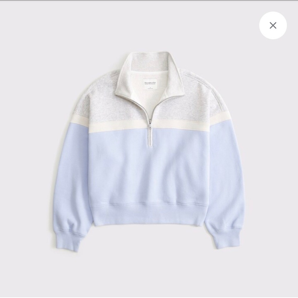 Abercrombie & Fitch Soft Max Essentials Colorblock Quarter Zip Sweatshirt Small